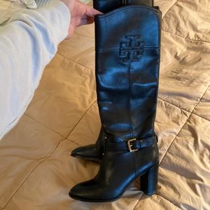 Tory Burch Blaire riding boot black 3” heeled tall boots
